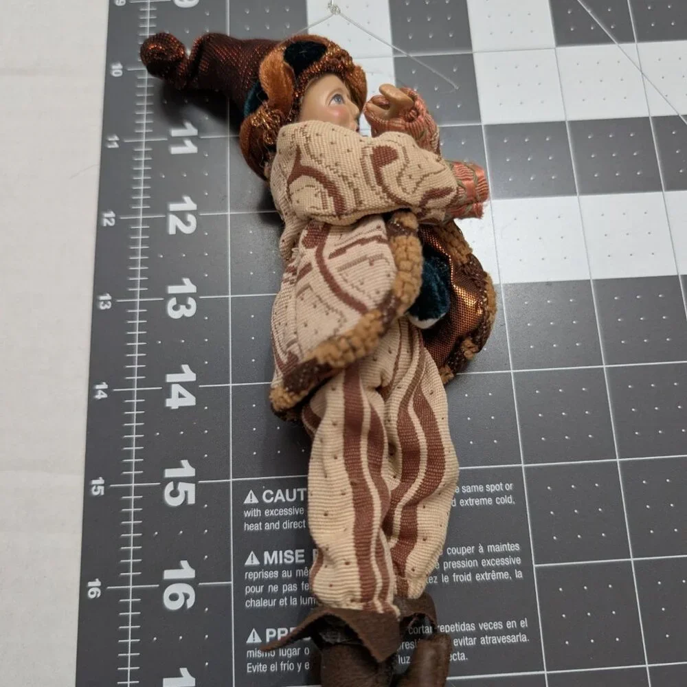 Aldik Medieval‎ Jester Figure Ornament Holiday Christmas Tan red white 9 in